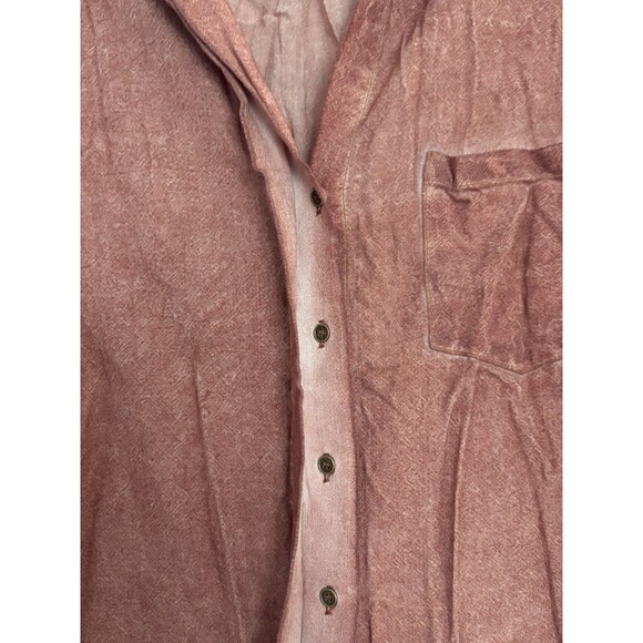 Umgee Top Blouse Womens Medium Mineral Wash Rust Raw Hem Long Sleeve Boho Grunge - Picture 2 of 7